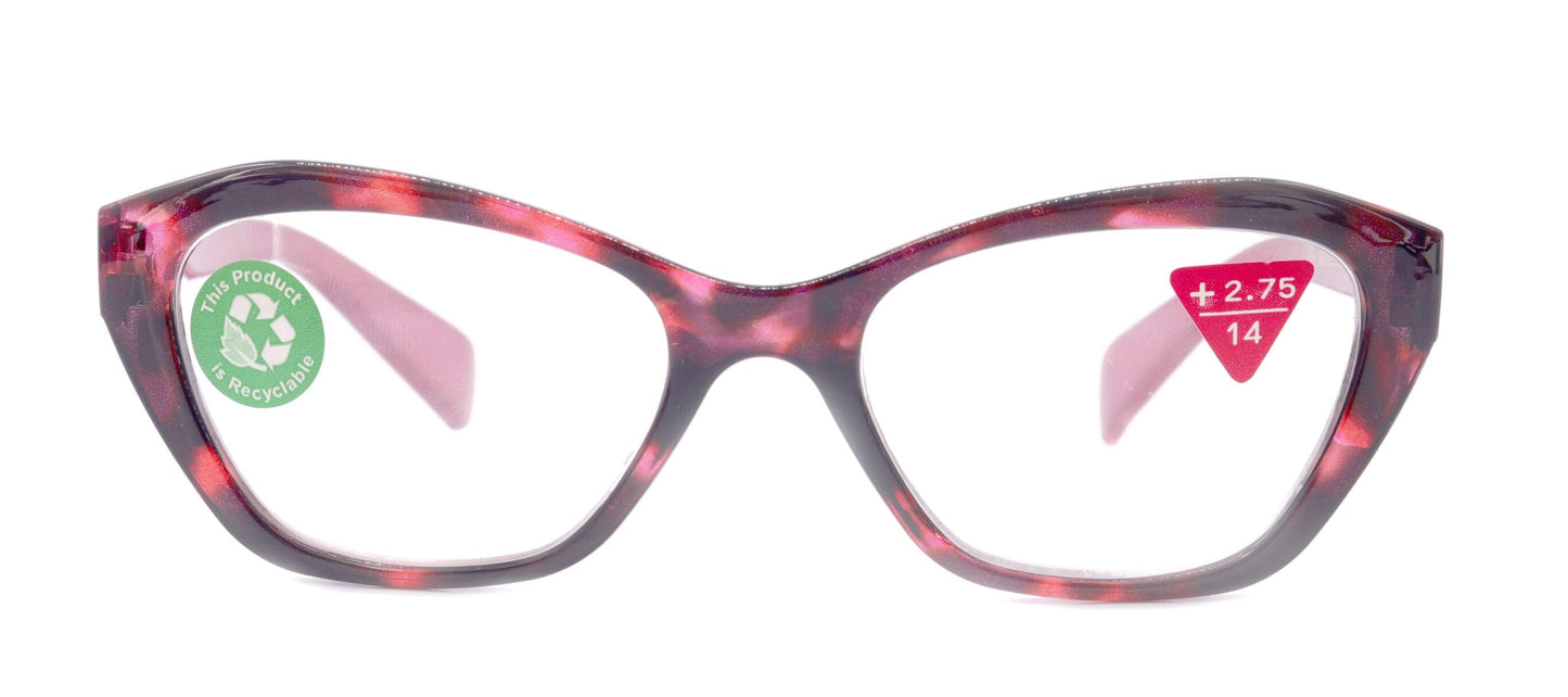 Jane, (Premium) Reading Glasses, High End Readers +1.25..+3 Magnifying Glasses (Pink, Tortoise Shell) Cat Eye  NY Fifth Avenue