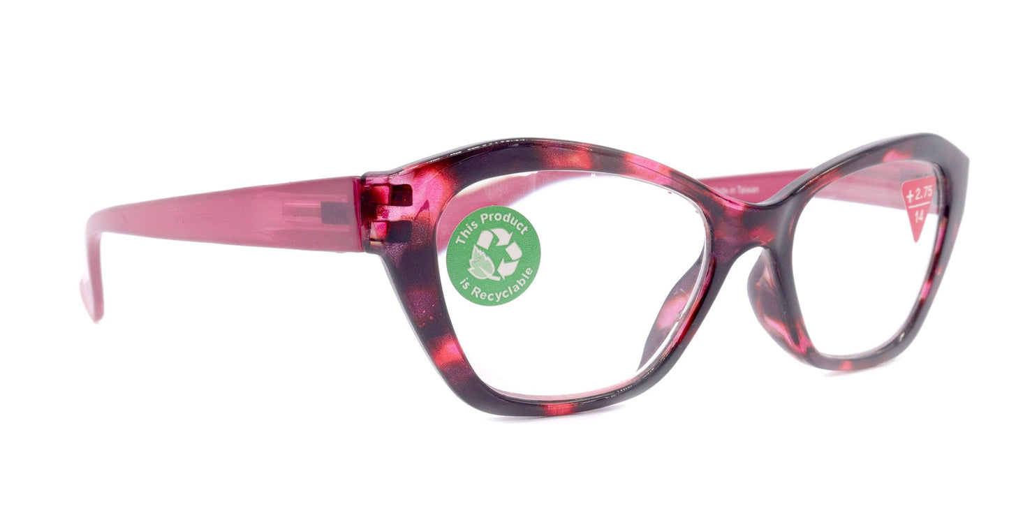 Jane, (Premium) Reading Glasses, High End Readers +1.25..+3 Magnifying Glasses (Pink, Tortoise Shell) Cat Eye  NY Fifth Avenue