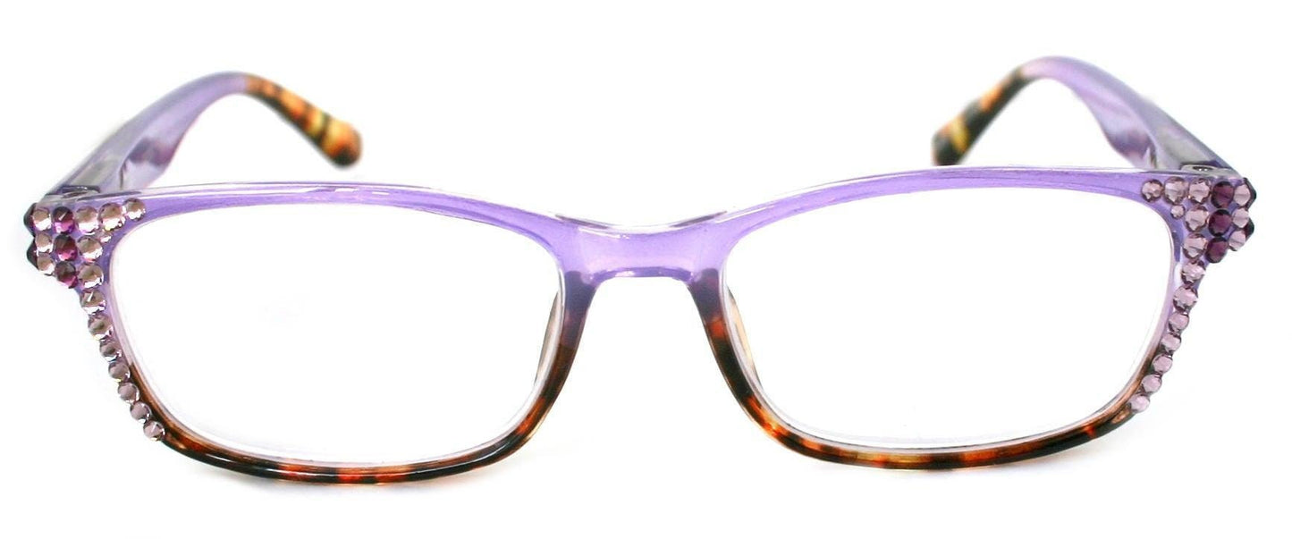 Desiree, (Bling) Women Reading Glasses W (Light Amethyst, Amethyst) Genuine European Crystals +1.5..+6   High Strength NY Fifth Avenue