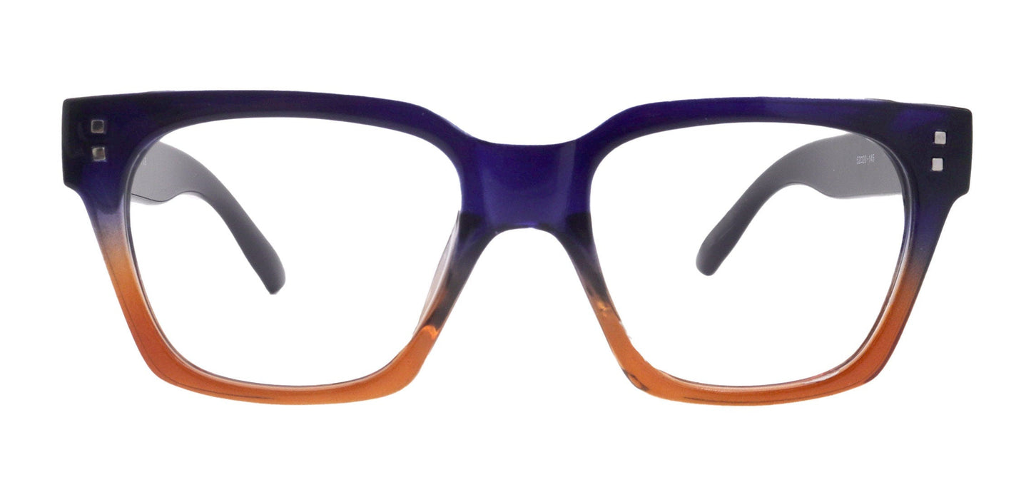 Ravello Line Bifocal Premium Reading Glasses, High-End Readers +1.25 to +3.50 Magnifying, Fashion Square (Blue, Orange) NY Fifth Avenue