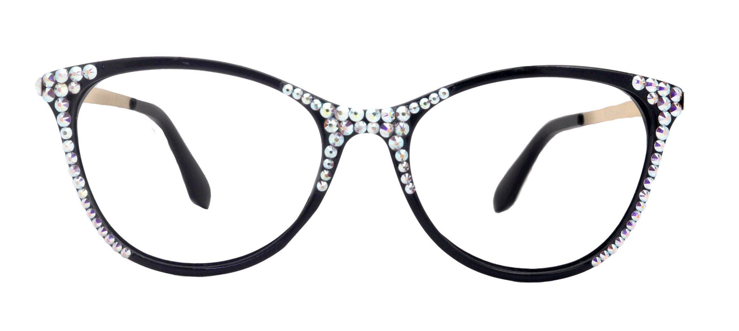 Cattitude Bling Reading Glasses 4 Women W AB Genuine European Crystals, Magnifying Cat Eye  NY Fifth Avenue