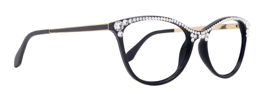 Cattitude Bling Reading Glasses 4 Women W Clear on Top Genuine European Crystals, Magnifying Cat Eye  NY Fifth Avenue
