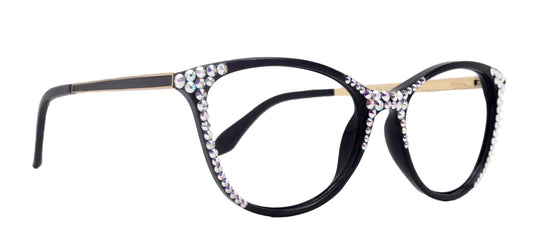 Cattitude Bling Reading Glasses 4 Women W AB Genuine European Crystals, Magnifying Cat Eye  NY Fifth Avenue