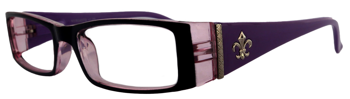 The French (Fleur De  Lis) Bayonetta-style, rectangular High-End Women Reading Glasses Spring temple  Optical Frame  NY Fifth Avenue