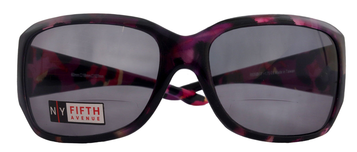 Lourdes, High-End Line Bifocal (Clear On Top) Sun Readers for Women  Readers Sunglasses ( Purple, Pink with black) NY Fifth Avenue