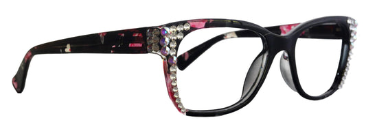 Azul, (Bling) Reading Glasses 4 Women W (Clear)Genuine European Crystals. Black  NY Fifth Avenue (Wide frame)