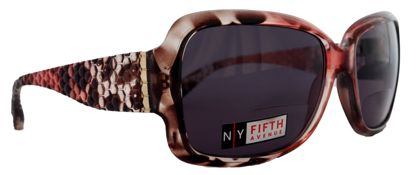 Olympia, High-End Line Bifocal (Clear On Top) Sun Readers for Women (Pink Tortoiseshell) NY Fifth Avenue