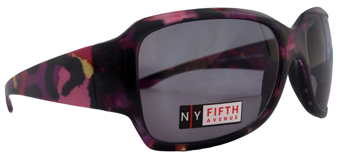 Lourdes, High-End Line Bifocal (Clear On Top) Sun Readers for Women  Readers Sunglasses ( Purple, Pink with black) NY Fifth Avenue