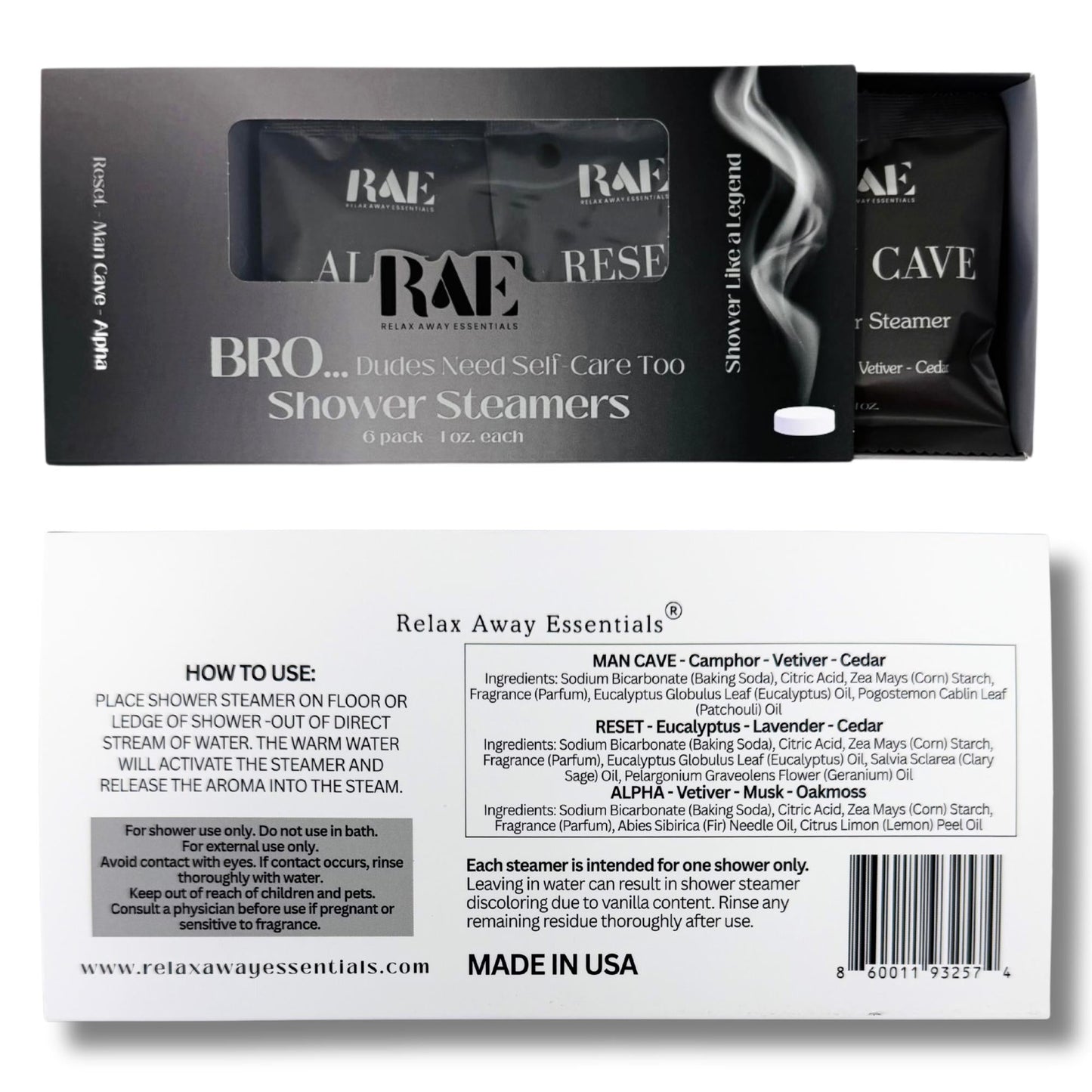 BRO Shower Steamers 6-Pack | Men’s Shower Steamers | Aromatherapy Scented Steamers | Handmade Spa Gift for Him | Father's Day Gift