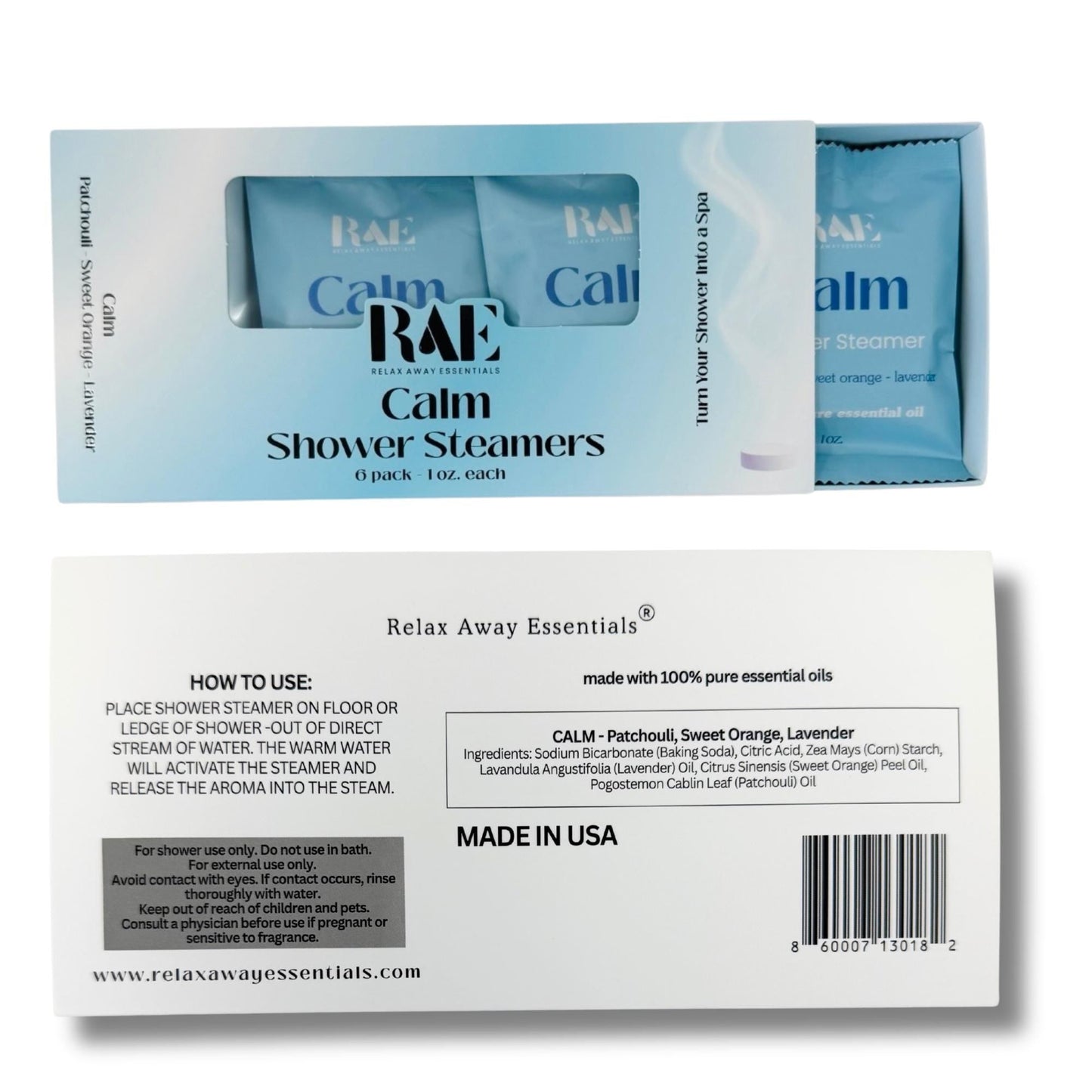 Calm Shower Steamers 6-Pack | Lavender, Patchouli & Orange Essential Oils | Fathers Day Gift | Aromatherapy