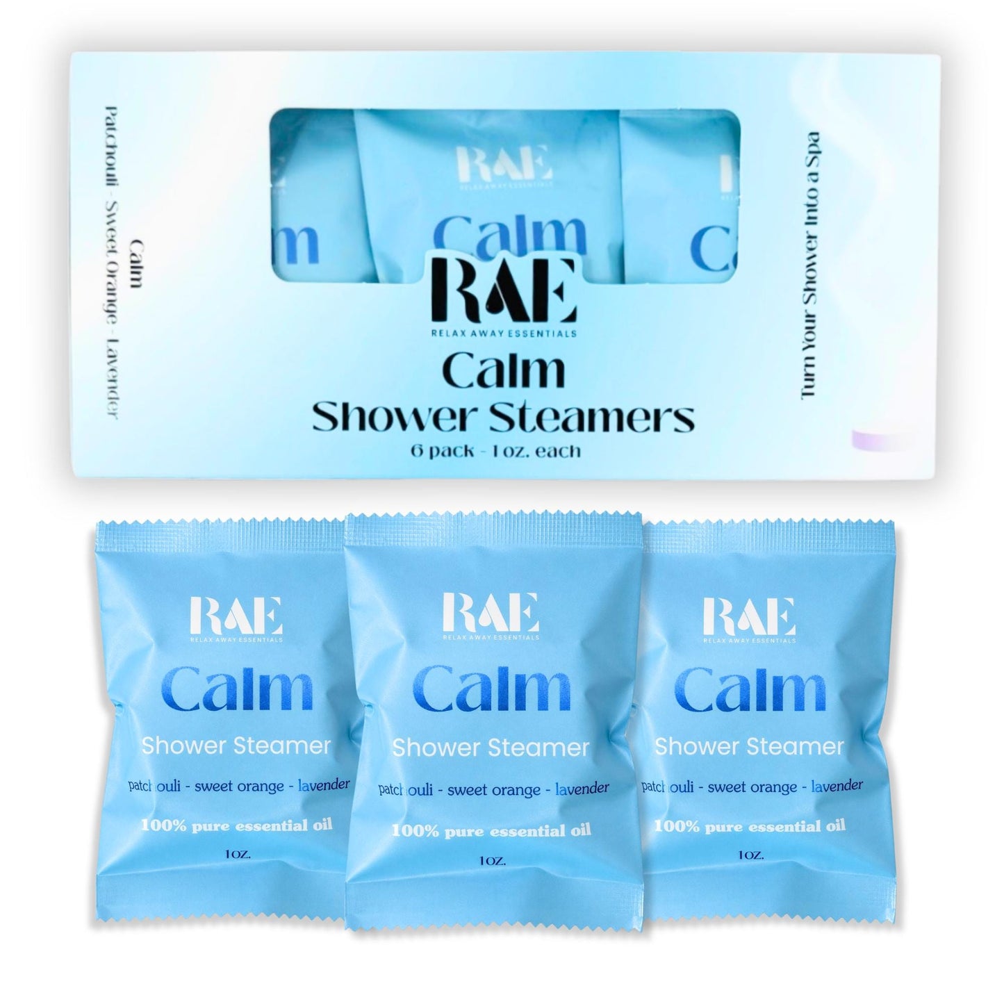 Calm Shower Steamers 6-Pack | Lavender, Patchouli & Orange Essential Oils | Fathers Day Gift | Aromatherapy