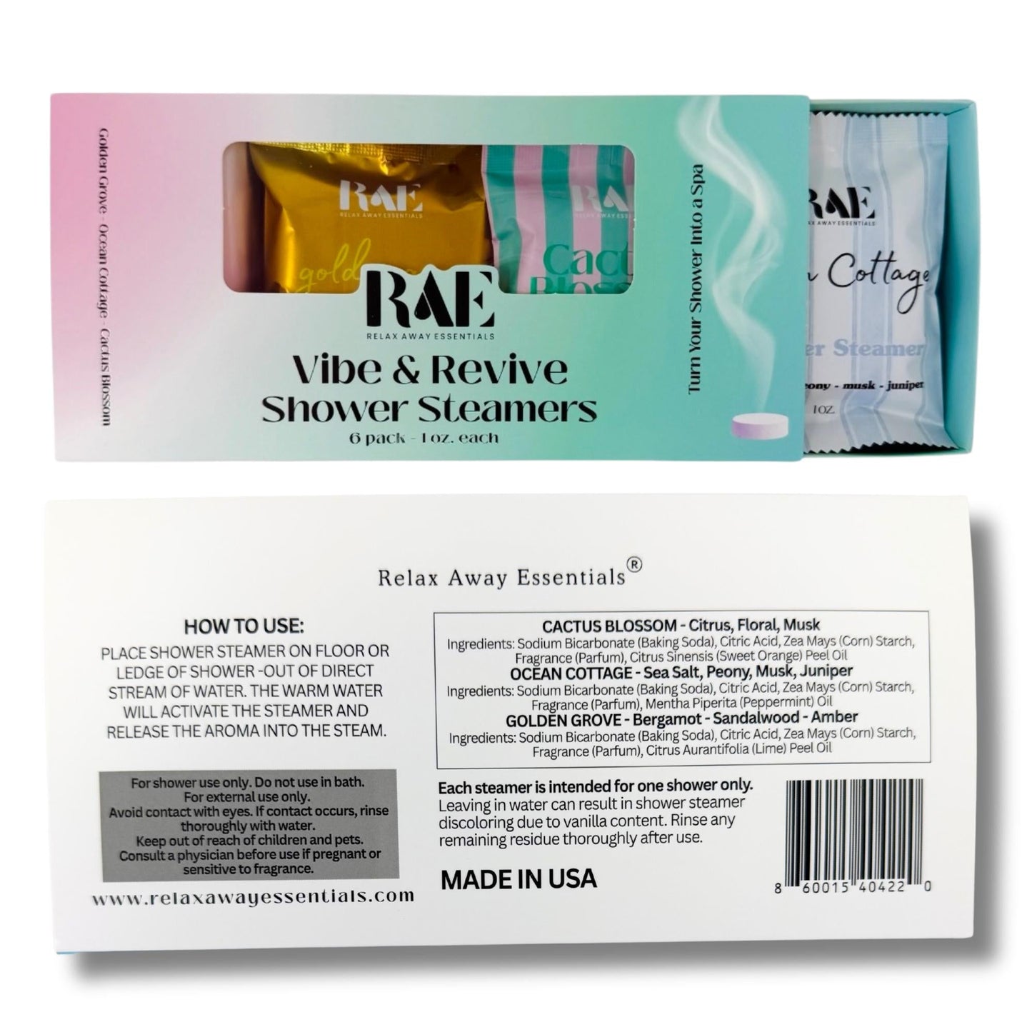 Vibe and Revive Shower Steamers | 6 Pack | Spa Gift | Aromatherapy | Shower Bomb | Gift for her |