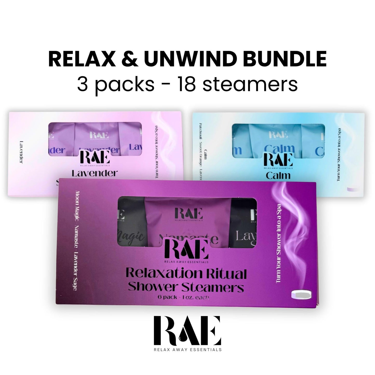 18 Shower Steamers - Relax & Unwind Bundle Pack - Shower Tablets Bulk - Lavender - Spa Gift