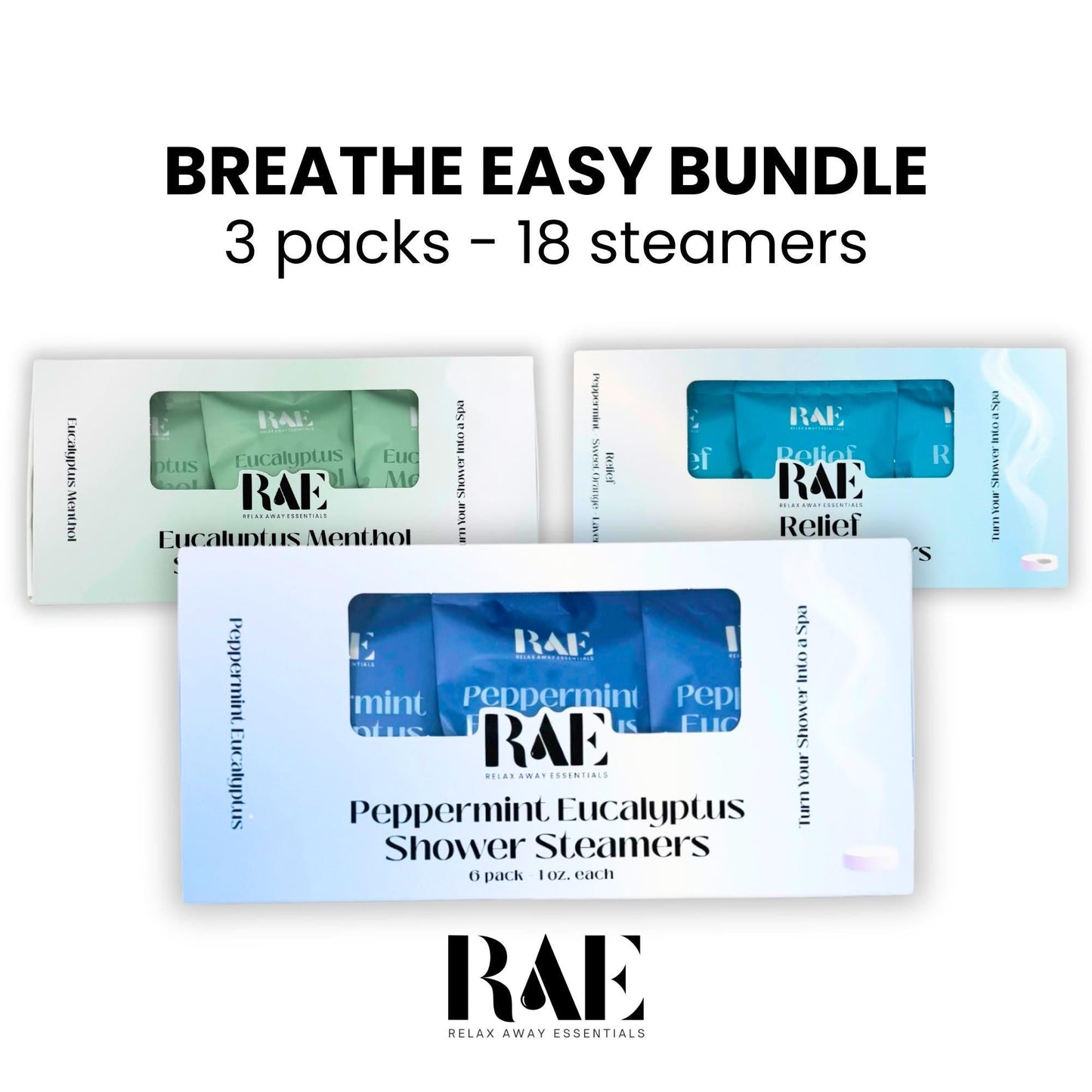 18 Shower Steamers - Breathe Easy Bundle Pack - Peppermint, Eucalyptus, Menthol Aromatherapy - Essential Oils - Spa Gift