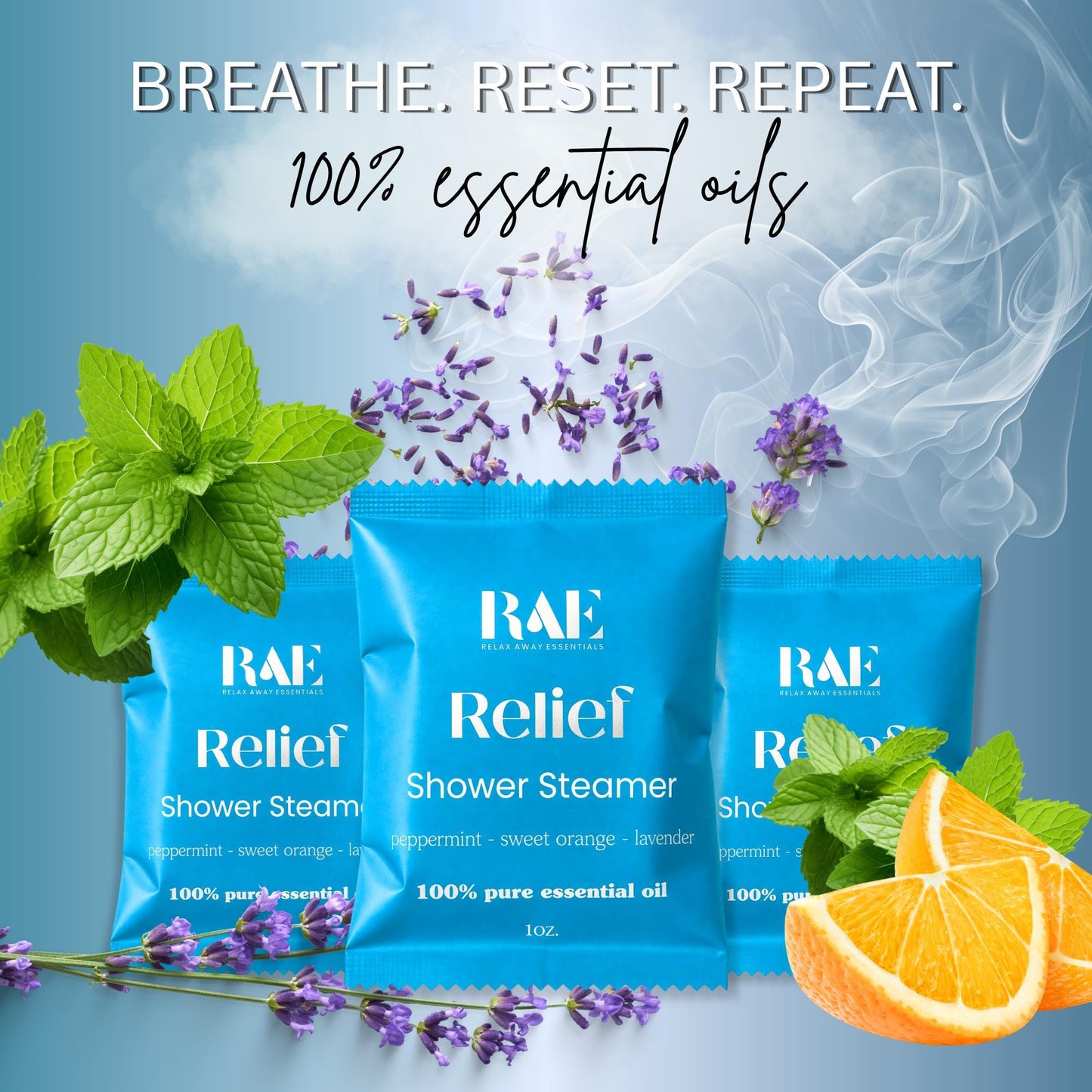 Relief Shower Steamers 6-Pack | Lavender, Peppermint & Orange Aromatherapy | Spa Gift | Relaxing