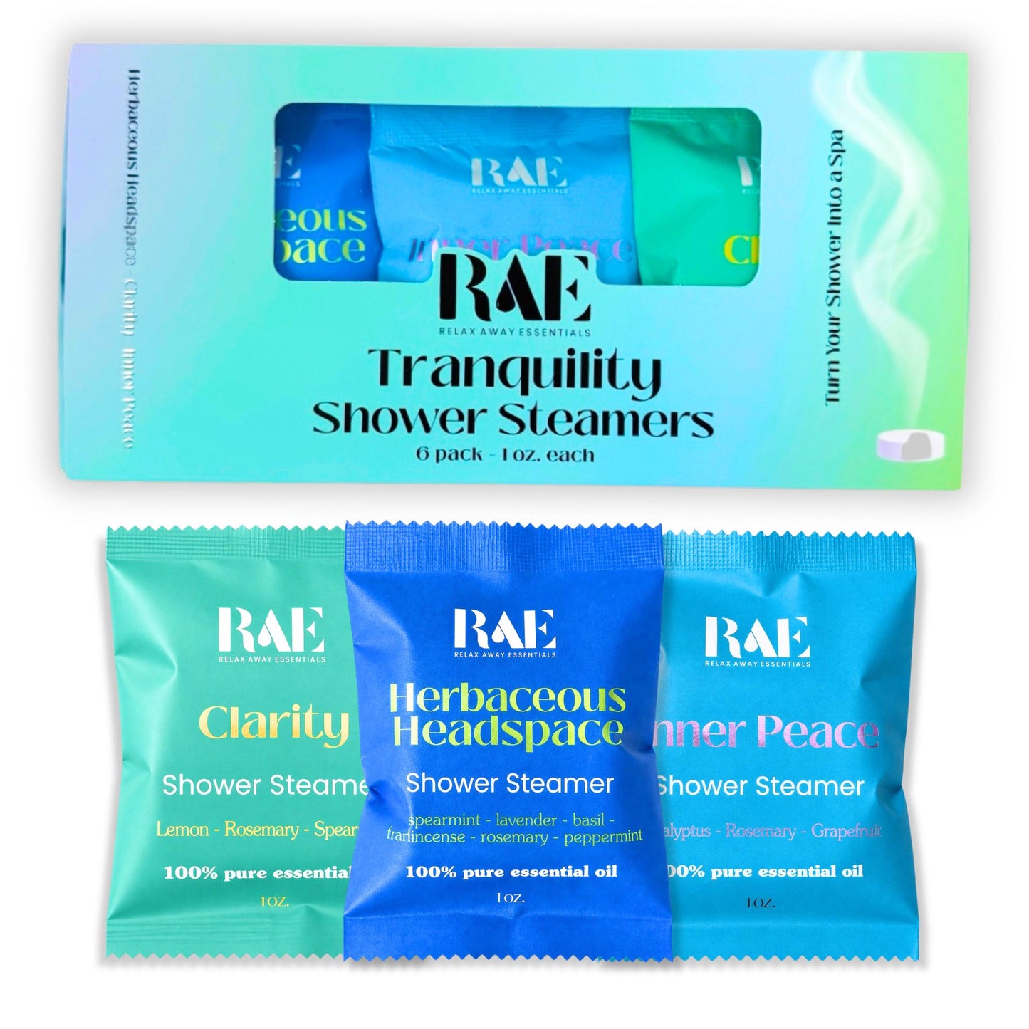 Tranquility Shower Steamers 6 Pack | Aromatherapy | Pure Essential Oils | Spa Gift | Handmade Gift |