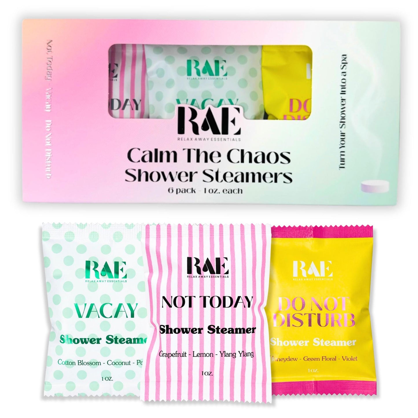 Calm The Chaos Shower Steamers 6 Pack | Gift for her | Aromatherapy | Essential Oils | Spa Gift |
