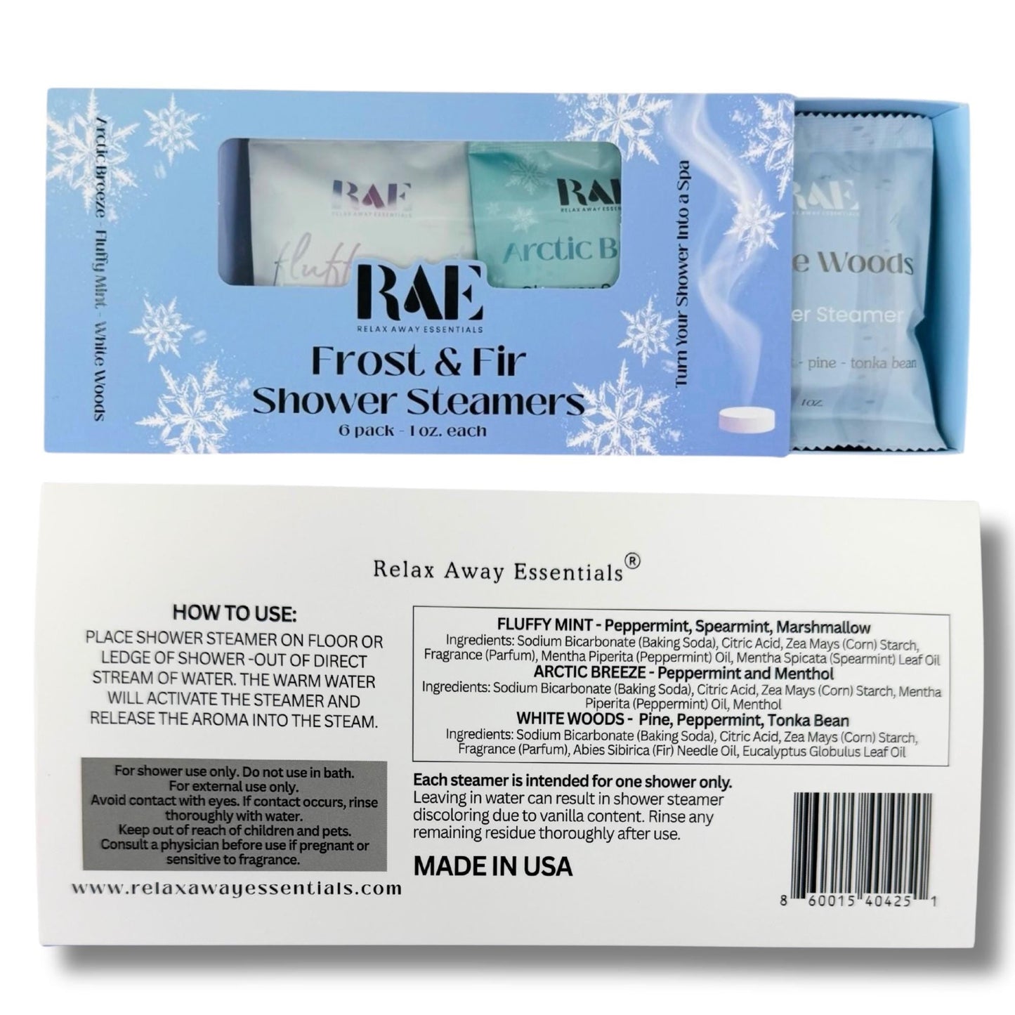 Frost & Fir Shower Steamers 6 Pack | Minty Aromatherapy | Menthol | Soothing | Spa Gift | Holiday Gift | Christmas | Stocking Stuffer