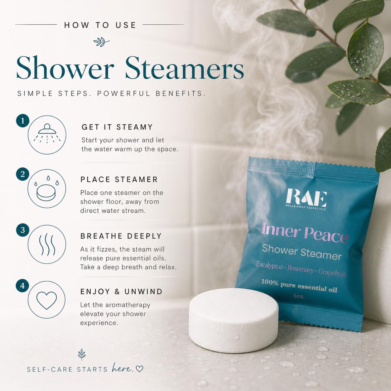 Inner Peace Shower Steamer | Eucalyptus Rosemary Grapefruit Essential Oils | Aromatherapy | Spa Gift