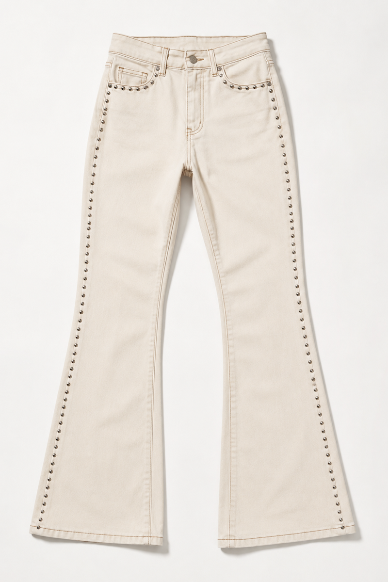 The Westwood Boot Cut Studded- Natural Ecru