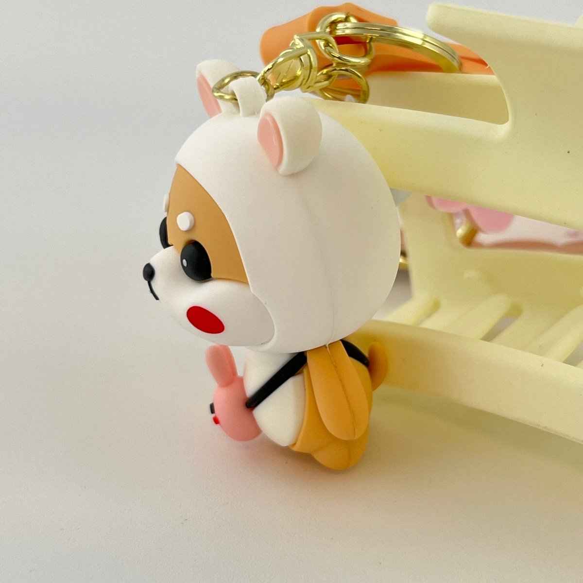 Cute Shiba Inu Keychain with Bunny Ears for Women and Teens