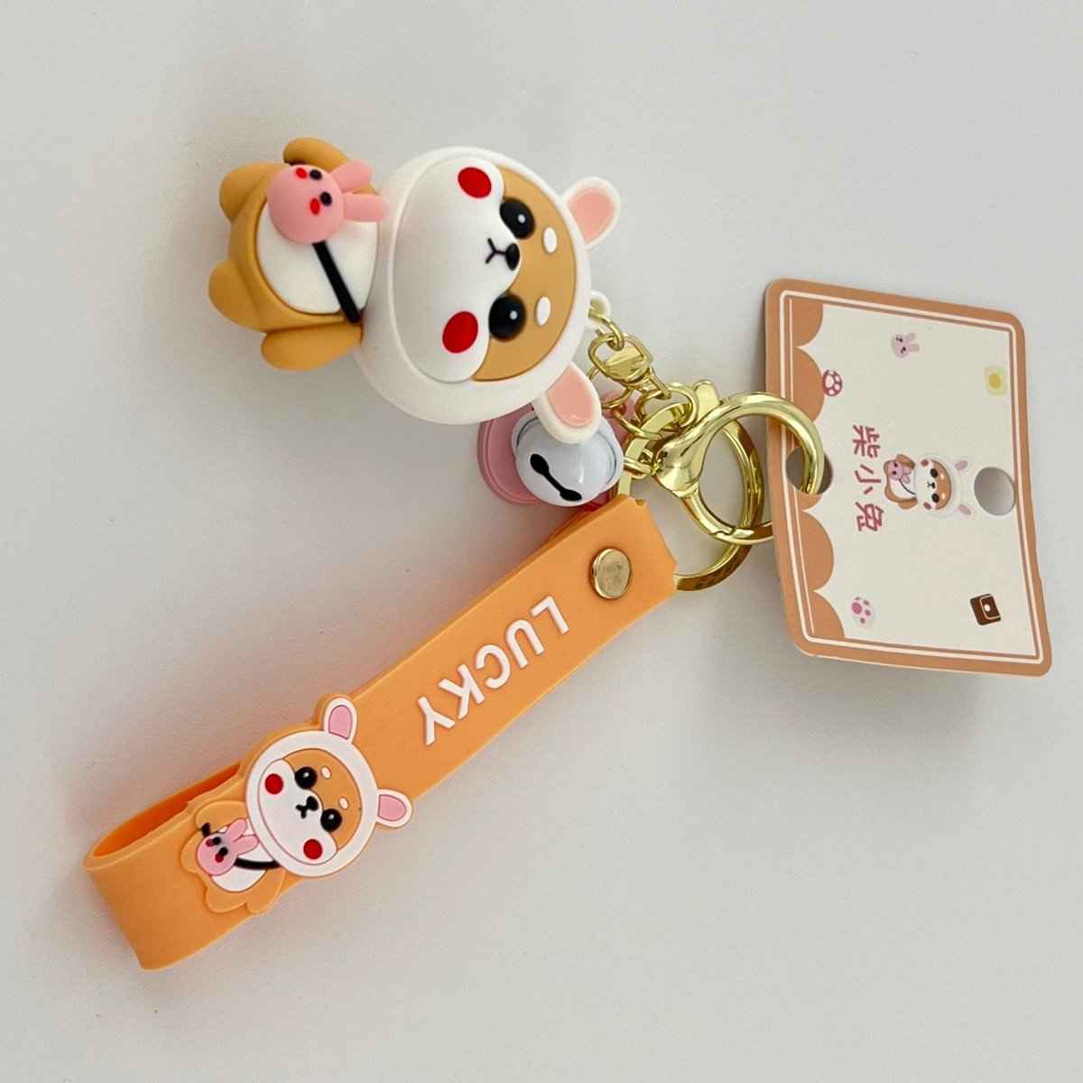 Cute Shiba Inu Keychain with Bunny Ears for Women and Teens