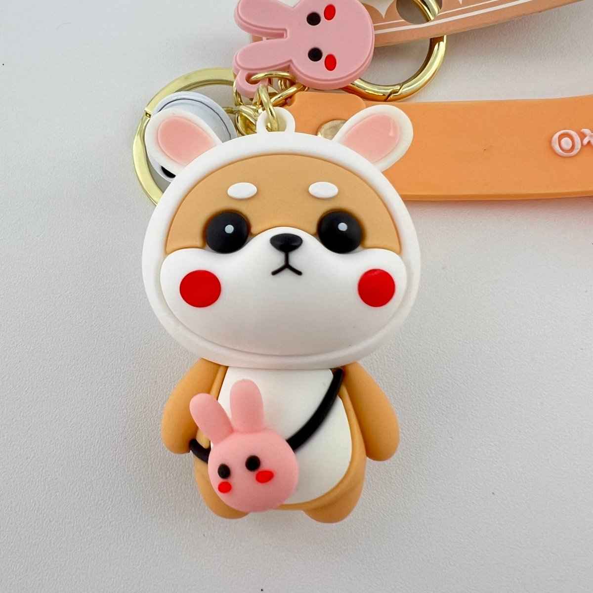Cute Shiba Inu Keychain with Bunny Ears for Women and Teens