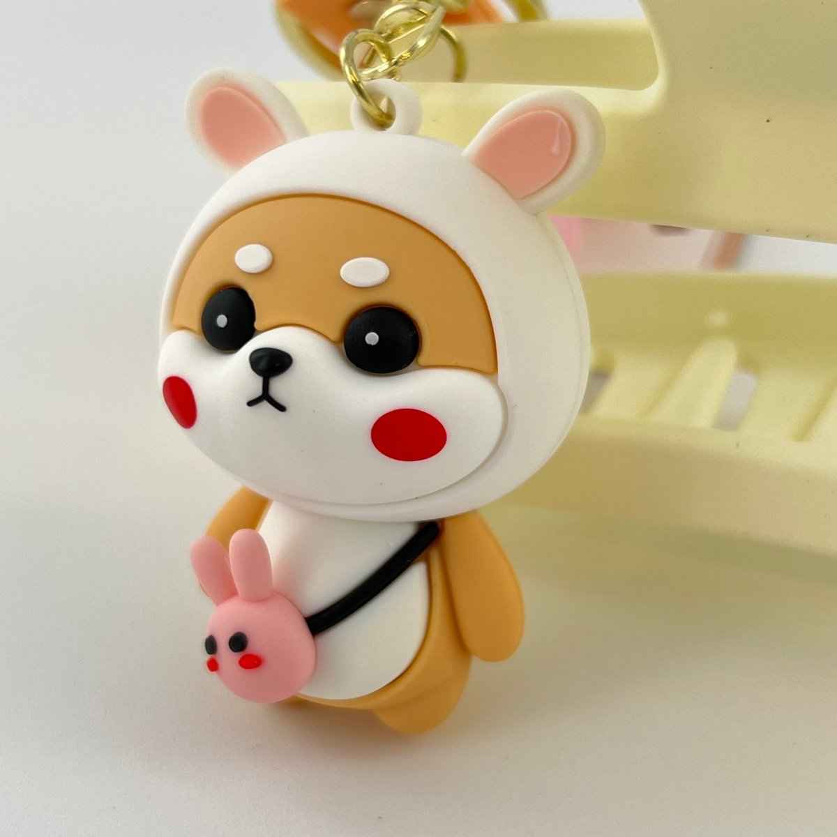 Cute Shiba Inu Keychain with Bunny Ears for Women and Teens