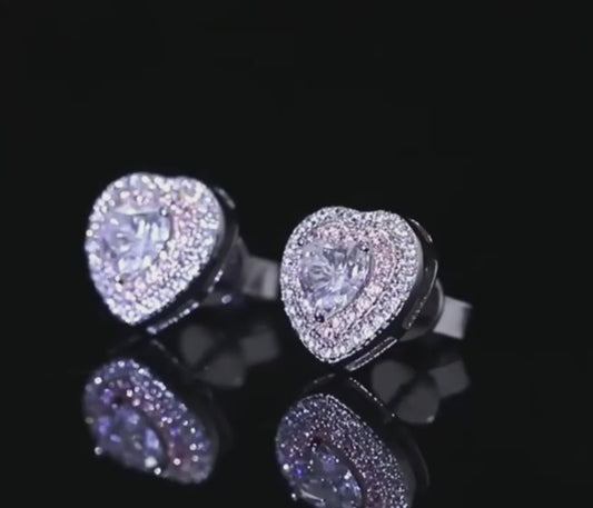Moissanite Heart-Shaped Stud Earrings