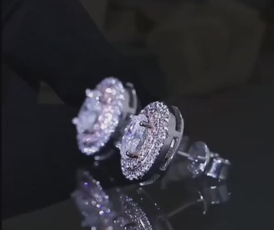 Platinum-Plated Moissanite Stud Earrings