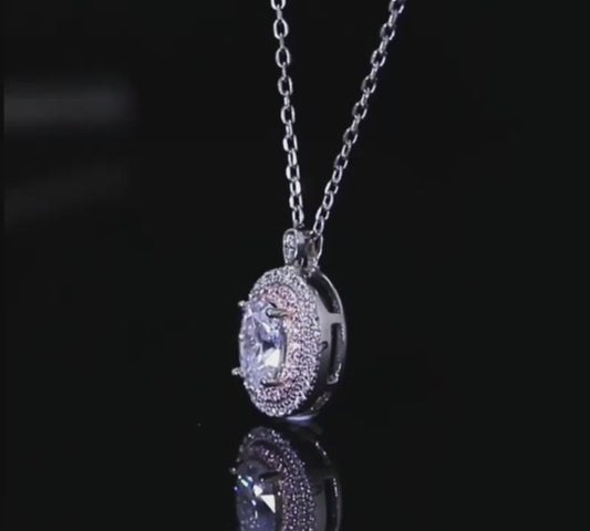 925 Sterling Silver Rhodium-Plated 1 Carat Moissanite Pendant Necklace